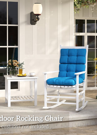 Wooden Outdoor Rocking Chair with Armrests, High Back for Garden, Patio, Balcony, Porch, White