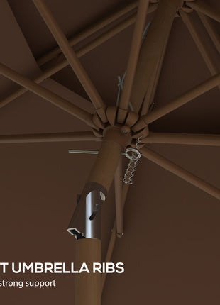 8.8' Patio Umbrella with Push Button Tilt and Crank, Brown