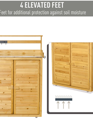 Backyard Garden Tool Storage Shed, Outdoor Storage & Potting Bench with 2 Magnetic Close Doors & Large Interior Storage Space