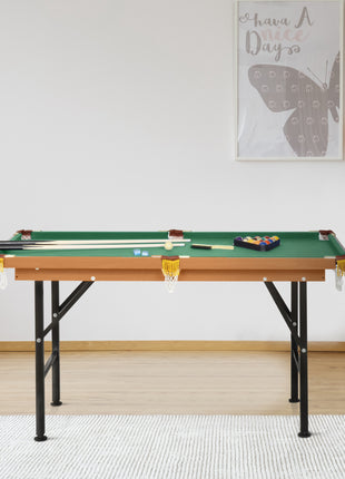 55'' Portable Folding Billiards Table Game Pool Table for Whole Family Number Use With Cues, Ball, Rack, Green