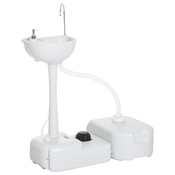 Portable Camping Sink, Handwashing Station Basin with 4.5 Gal (17 L) Tank, 6.3 Gal (24 L) Recovery Tank, Rolling Wheels & Soap Dispenser for RV, Outdoor Events, Gatherings, HDPE, White
