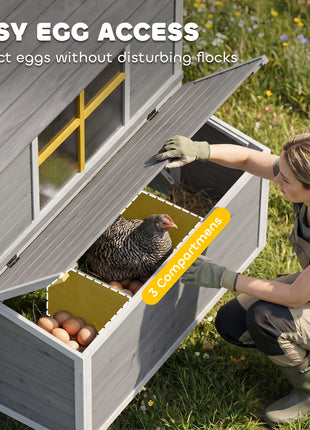 Wooden Chicken Coop, Hen House for 2-4 Hens, Outdoor Playhouse Poultry Cage with Nesting Boxes, Waterproof Roof, Windows