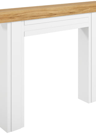Modern Fireplace Mantel, Freestanding Fireplace Surround with Leg for Electric Fireplaces, 51.2" W x 40.6" H, Natural Wood