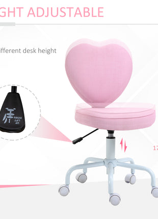 Heart Love Shaped Back Design Office Chair with Adjustable Height, Pink