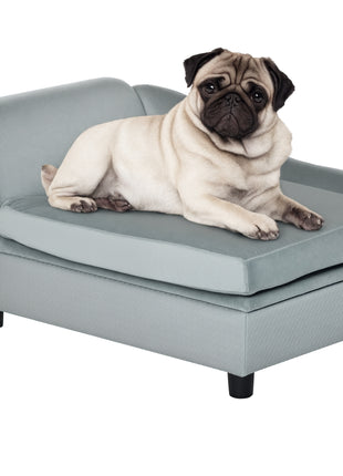 Luxury Fancy Dog Couch with Hidden Storage, Small Dog Sofa Bed with 2" Soft Foam, Modern Pet Furniture for Puppies & Little Breeds, Pale Gray