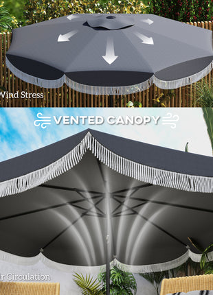 9FT Patio Umbrella, UPF 30+ Outdoor Market Umbrella with Crank, 8 Ribs, Push Button Tilt, Vented for Patio Deck Backyard Lawn, Charcoal Gray