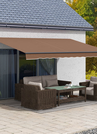 16' x 10' Retractable Awning, 280gsm UV Resistant Sunshade Shelter for Deck, Balcony, Yard, Brown