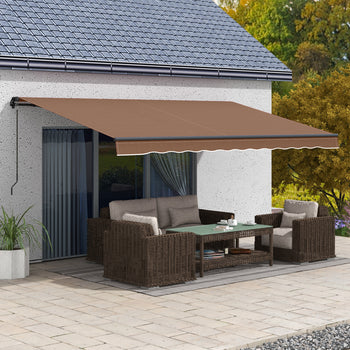 16' x 10' Retractable Awning, 280gsm UV Resistant Sunshade Shelter for Deck, Balcony, Yard, Brown
