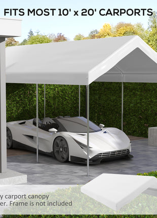 20' x 10' Carport Replacement Canopy for Model 84C-207WT or 84C-386V00WT with Ball Bungee Cords, White (Only Cover)