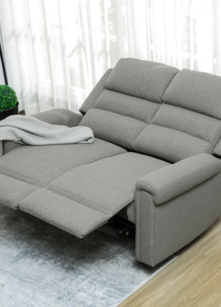 Fabric Reclining Sofa, 2 Seater Recliner Sofa with Manual Pull Tab, RV Couch, Home Seating, Gray