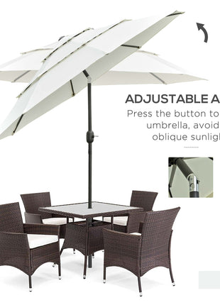 9FT 3 Tiers Patio Umbrella Outdoor Market Umbrella with Crank, Push Button Tilt for Deck, Backyard and Lawn, Beige