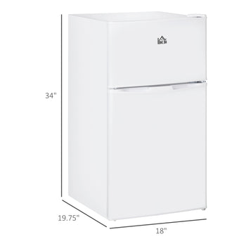 3.2 Cu.Ft Mini Fridge with Freezer, Compact Refrigerator with Adjustable Thermostat, White