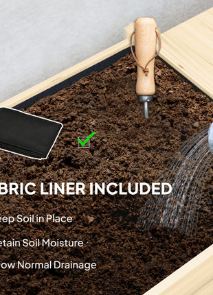 Wood Raised Planter Box, Elevated Garden Bed with Lockable Wheels, Side Tables, Bottom Shelf, Drain Holes, Natural