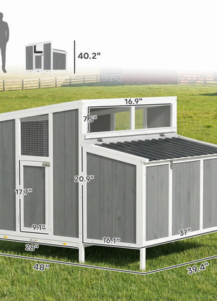 Chicken Coop, Wooden Chicken House for 4-6 Hens, Outdoor Hen House with Nesting Box, Pull-Out Tray and Weatherproof Roof