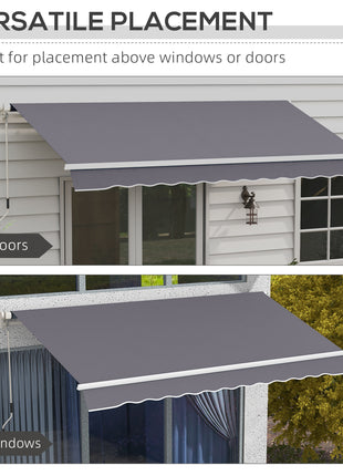12' x 10' Manual Retractable Awning Outdoor Sunshade Shelter with Adjustable & Versatile Design