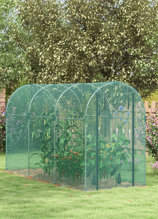 Galvanized Steel Crop Cage, Plant Protection Tent with Zippered Door, 4' x 12', Green