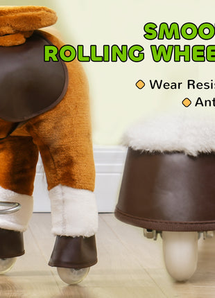 Ride on Horse, Walking Horse Toy, Kids Riding Pony w/ Wheels & Neighing Sounds for 3-5 Years, up to 132 Pounds