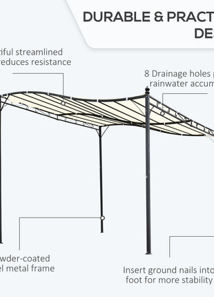 10' x 10' Steel Outdoor Pergola Gazebo, Patio Canopy with Weather-Resistant Fabric and Drainage Holes for Backyard, Deck, Garden, Cream White
