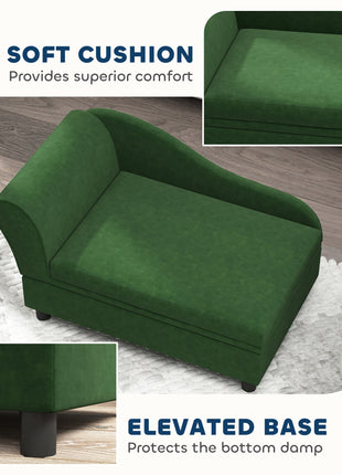 Pet Sofa Bed Couch with Storage, Pet Sofa for Cats and Small Dogs, Green