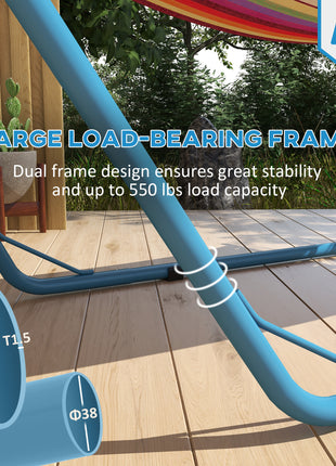 Hammock Stand, Portable Adjustable Steel Frame Hammock Stand, Weather Resistant, 10.3', 550 lbs. Capacity, Blue