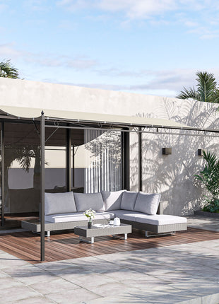 10' x 13' Outdoor Pergola Gazebo, Steel Patio Canopy with Weather-Resistant Fabric and Drainage Holes, Cream White