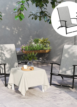 Set of 2 Outdoor Dining Chairs with High Back, Armrests, Folding Patio Chairs for Patio, Lawn, Camping, Gray