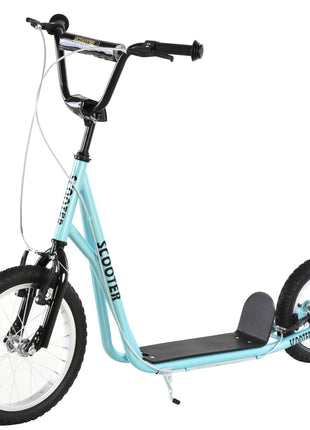 Teens Youth Scooter Ride On Toy with Adjustable Handlebar, Dual Brakes, and Inflatable Wheels For Kids 5+, Blue