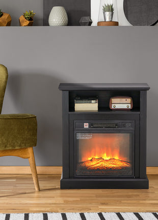 27" Freestanding Electric Fireplace with Mantel, 1400W Replaceable Fireplace Insert Heater with Timer, Black