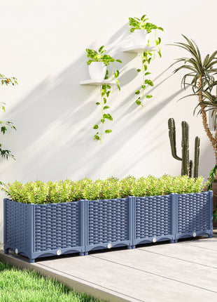 Plastic Raised Garden Bed, 5 x 1 x 1 ft Outdoor Flower Box with Drainage Holes for Vegetables, Herbs, Blue