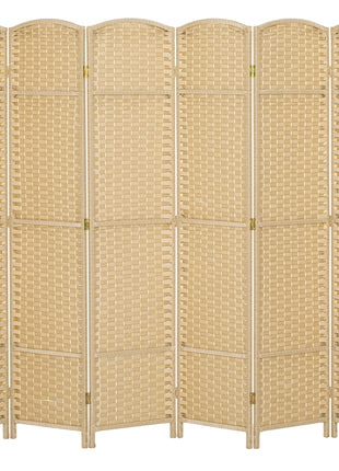 Folding Room Divider Screen 6 Panel 5.6' Tall Privacy Screen Freestanding Room Partition for Home Office, Beige