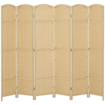 Folding Room Divider Screen 6 Panel 5.6' Tall Privacy Screen Freestanding Room Partition for Home Office, Beige