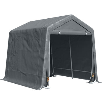 9.2' x 7.9' Garden Garage Storage Tent, Metal Frame Bike Shed w/ Zipper Doors