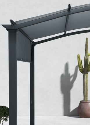 11' x 11' Outdoor Retractable Pergola with Canopy for Backyard, Gray