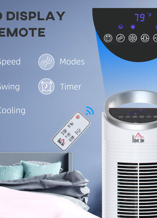 40" Portable Oscillating Air Cooler Fan for Home Office, 3-In-1 Standing Ice Floor Fan with Humidifier, 3 Modes, 3 Speeds, 8H Timer, Remote, LED Display, White