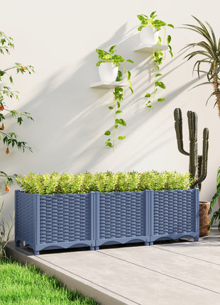 Plastic Raised Garden Bed, 4 x 1 x 1 ft Outdoor Flower Box with Drainage Holes for Vegetables, Herbs, Blue