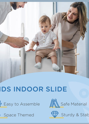 Kids Indoor Slide for Toddlers Ages 1.5-3, Small Toddler Slide, Space Toy Playset for Girls and Boys, Gray