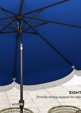 9FT Patio Umbrella, UPF 30+ Outdoor Market Umbrella with Crank, 8 Ribs, Push Button Tilt, Vented for Patio Deck Backyard Lawn, Navy Blue