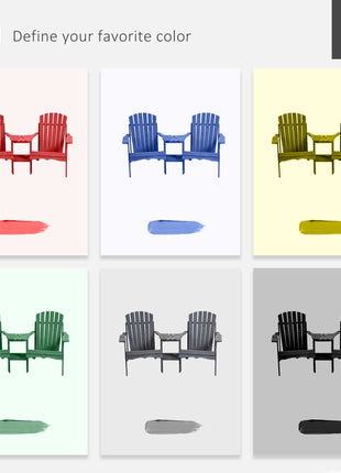 Fire Pit Seating, 2 Wooden Adirondack Chairs with Outdoor Table & Umbrella Hole, Wood 2 Person Adirondack Bench, Natural