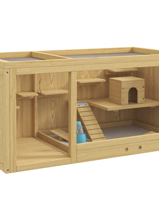 Extra Large Wooden Hamster Cage with Pull-out Tray, Seesaws, Ladder