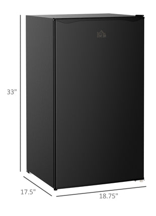 3.2 Cu.Ft Mini Fridge with Freezer, Compact Refrigerator with Adjustable Thermostat, Shelf and Single Reversible Door for Bedroom, Dorm, Home Office, Energy Efficient, Black