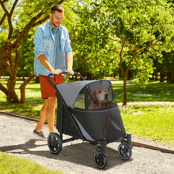 Dog Stroller for Large Medium Small Dogs up to 66 Lbs. 23.5" in Body Length, Gray