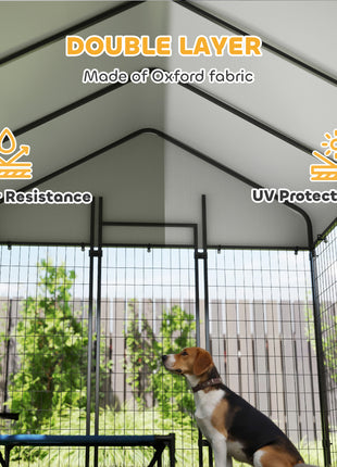Outdoor Dog Kennel with Roof, 6' x 6' x 6' Heavy Duty Welded Wire Dog Playpen Enclosure with Escape-proof Lock