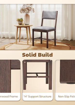 Modern Dining Chairs Set of 4, Linen Fabric Kitchen Chairs with Rubberwood Legs for Dining Room, Living Room, Gray