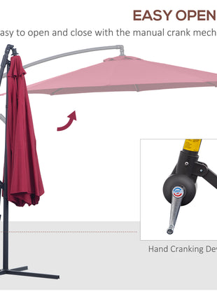 10' Cantilever Patio Umbrellas with UV and Water Resistant for Patio & Backyard Comfortable Red
