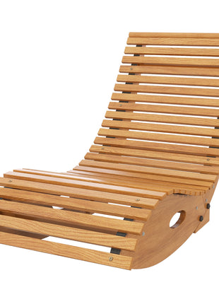 Outdoor Rocking Chair w/ Slatted Seat, Wooden Rocking Chair, 51.25" x 23.5" x 23.5", Teak