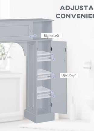 Over Toilet Bathroom Organizer, Freestanding Over the Toilet Storage Cabinet with Adjustable Shelves, Toilet Rack