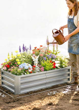 Galvanized Raised Garden Bed, 4' x 2' x 1' Metal Planter Box, for Growing Vegetables, Flowers, Herbs, Succulents, Silver