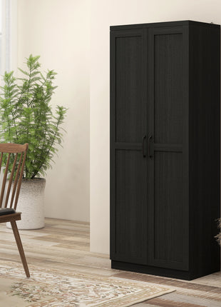63" 2-Door Kitchen Pantry, Freestanding Cabinet with 2 Adjustable Shelves for Dining Room, Cinnamon Black Wood Grain