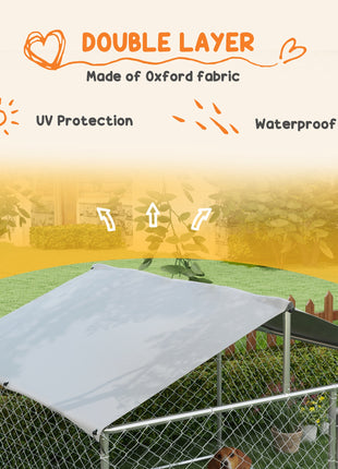 6.6' x 6.6' x 4.9' Dog Kennel Outdoor for Small Medium Dogs with Waterproof Roof, Silver