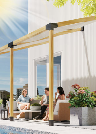 Pergola Kit, 15° Slanted Pergola Brackets w/ 4-Way/3-Way Brackets, Post Bases, Wall Mounts for 3.6" X 3.6" Lumber, Black